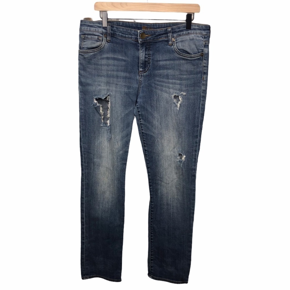 Kut From The Kloth Boyfriend Straight Leg Distressed Jeans Straight Size 10